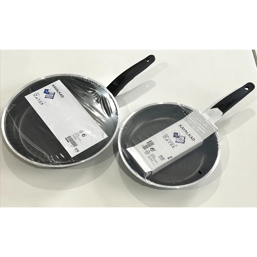 Set 2 IKEA Kavalkad Frying Pan Piece Non-Stick Skillet 9", 11" Black Aluminum